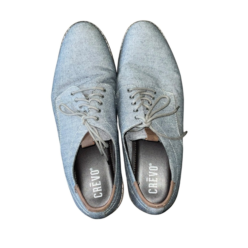 Crevo Bud Men's Navy Blue Chambray Canvas Lace Up Oxford Dress Shoes Size US 11 - Picture 6 of 8